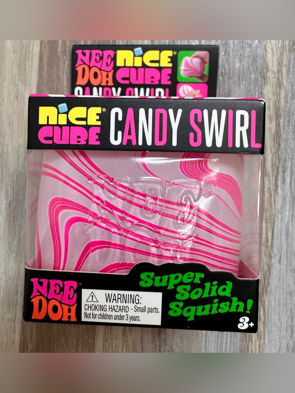 NeeDoh Nice Cube Candy Swirl Super Solid Squish - Pink & Clear NEW
